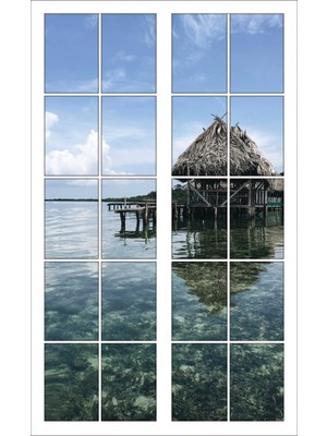 Renkselart Pencere Deniz Yüzen Ev Duvar Sticker