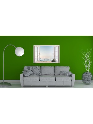 Renkselart Pencere Deniz Manzarası Duvar Sticker