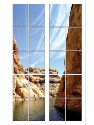 Renkselart Pencere Nehir Kayalık Duvar Sticker