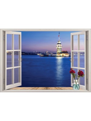Renkselart Pencere Kız Kulesi İstanbul Duvar Sticker