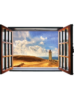 Renkselart Pencere Deniz Feneri Duvar Sticker