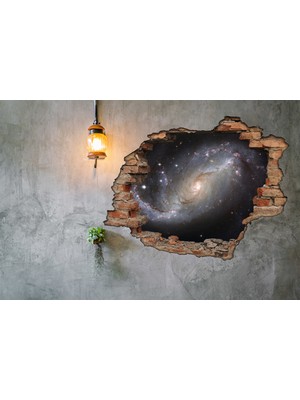 Renkselart Kırık Tuğla Uzay Boşluğu Evren Duvar Sticker