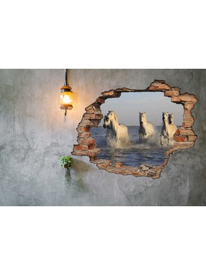 Renkselart Kırık Tuğla Atlar Deniz Duvar Sticker