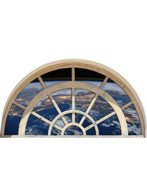 Renkselart Pencere Atmosfer Uzay Dünya Duvar Sticker