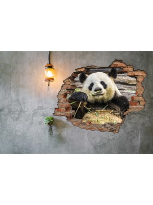 Renkselart Kırık Tuğla Panda Duvar Sticker