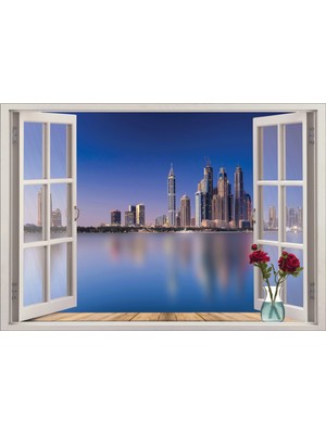 Renkselart Pencere Şehir Manzarası Duvar Sticker