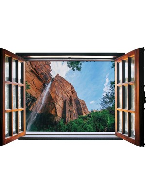 Renkselart Pencere Şelale Manzarası Duvar Sticker