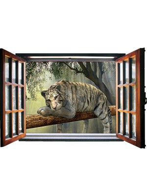 Renkselart Pencere Kaplan Duvar Sticker