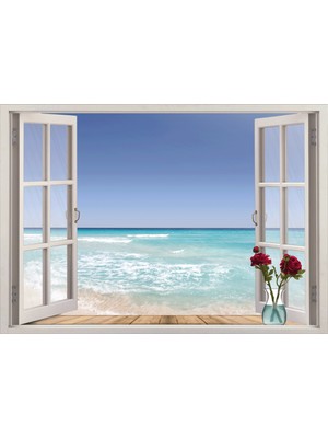 Renkselart Pencere Deniz Duvar Sticker