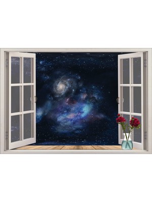 Renkselart Pencere Uzay Boşluğu Yıldızlar Duvar Sticker