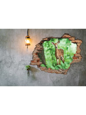 Renkselart Kırık Tuğla Geyik Ceylan Duvar Sticker