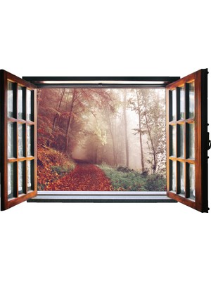 Renkselart Pencere Orman Yol Patika Duvar Sticker