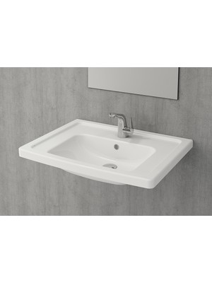 Bocchı Taormina Pro Etajerli Lavabo 66 Cm - Parlak Beyaz