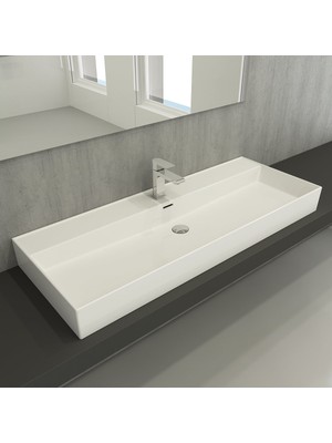 Bocchı Milano Etajerli Lavabo 120 Cm -  Parlak Beyaz