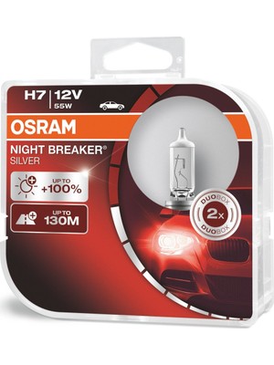 Osram H7 Night Breaker Silver +%100 12V 55W 2'Li Ampül Set