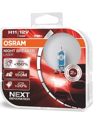 Osram Next Generation H11 Night Breaker Laser +%150 12V 55W 2'Li Ampül Set