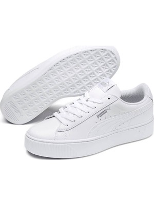 Kadın Puma Vikky Stacked L Beyaz Sneaker Ayakkabı Nefes Alabilir Yapı ile Koşu ve Yürüyüş İçin İdeal