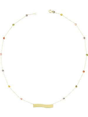 Glorria Cm0243 Glorria Altın Renkli Taşlı Plaka Kolye