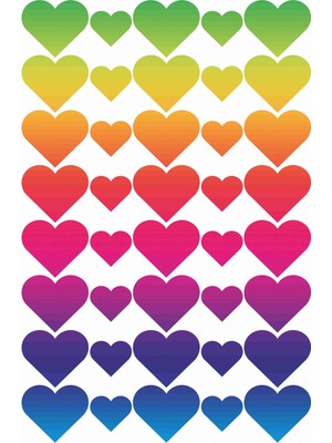 Stickermarket Kalp Gökkuşağı Sticker Seti