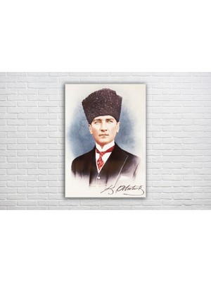 Ideasol Atatürk Portre ve İmza Kanvas Tablo 50x70