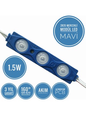 Amber LED Mercekli Modül Led Mavi 1.5W | 100 Adet