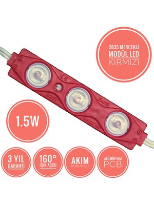 Amber LED Mercekli Modül Led Kırmızı 1.5W | 100 Adet