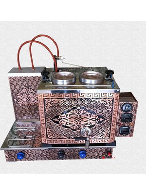 Maraton İki Demlikli Gazlı Bakır Çay Kazanı