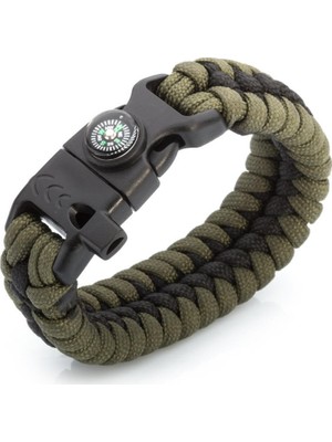 Nilhan Sultan Pusula Ateş Başlatıcılı Düdüklü Paracord Survival Bileklik