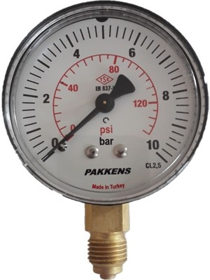 Pakkens 63 Mm Manometre 0-10 Bar Alttan Bağlantılı Hassas Ölçüm Özellikleriyle