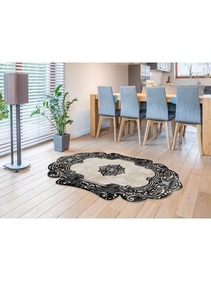 Dekoreko Figürlü Özel Kesim Yıkanabilir Kaymaz Taban Halı 105 Bej ( 160 X 230 )