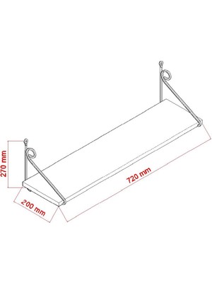 Decormet Seramoni Raf ve Kitaplık Seti 1 Raflı 200X720 Sakramento-Adena