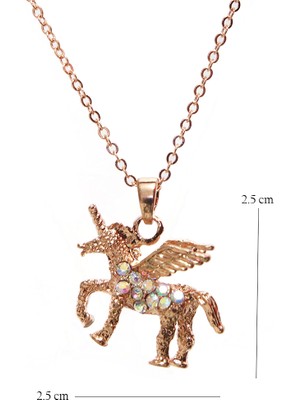 Myfavori Pegasus Kolye Rose Gold Renk Zirkon Taşlı Pegasus Kolye