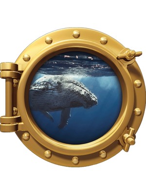 Renkselart Gemi Denizaltı Pencere Kambur Balina Duvar Sticker