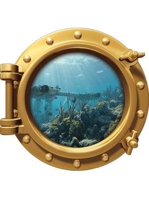 Renkselart Gemi Denizaltı Pencere Duvar Sticker