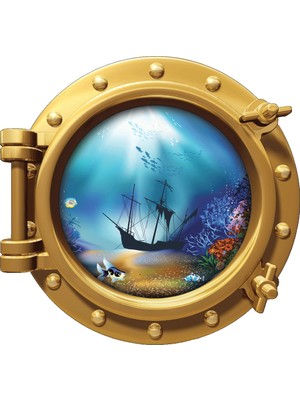 Renkselart Gemi Denizaltı Pencere Çocuk Odası Duvar Sticker