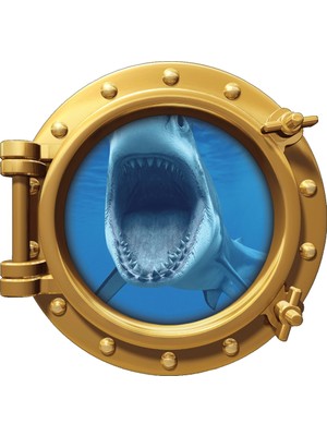 Renkselart Gemi Denizaltı Pencere Köpek Balığı Duvar Sticker