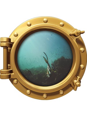 Renkselart Gemi Denizaltı Pencere Balık Sualtı Yosun Duvar Sticker