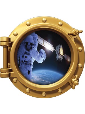 Renkselart Uzay Gemisi Astronot Atmosfer Roket Uydu Duvar Sticker