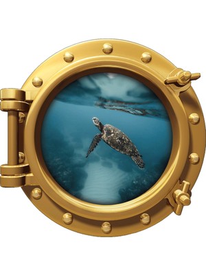 Renkselart Gemi Denizaltı Pencere Deniz Kaplumbağası Duvar Sticker