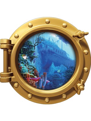 Renkselart Gemi Denizaltı Pencere Gemi Batığı Duvar Sticker