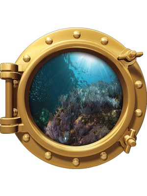 Renkselart Gemi Denizaltı Pencere Mercan Duvar Sticker