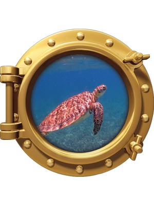 Renkselart Gemi Denizaltı Pencere Deniz Kaplumbağası Duvar Sticker