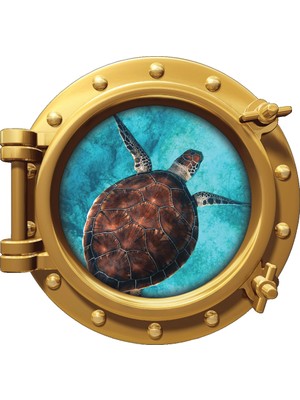 Renkselart Gemi Denizaltı Pencere Deniz Kaplumbağası Duvar Sticker