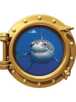 Renkselart Gemi Denizaltı Pencere Köpek Balığı Duvar Sticker