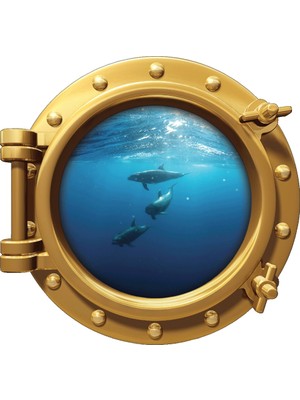 Renkselart Gemi Denizaltı Pencere Yunus Duvar Sticker