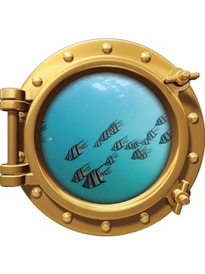 Renkselart Gemi Denizaltı Pencere Balık Sualtı Duvar Sticker