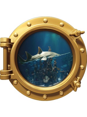 Renkselart Gemi Denizaltı Pencere Kılıç Balığı Duvar Sticker