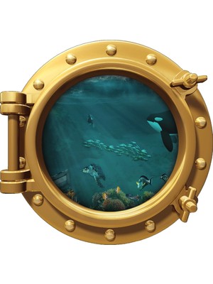 Renkselart Gemi Denizaltı Pencere Balina Çocuk Odası Duvar Sticker