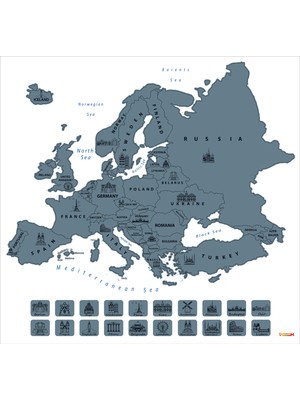 Mapofx Gez - Kazı Harita - Kazınabilir Avrupa Haritası - Scracth Map