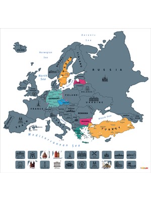 Mapofx Gez - Kazı Harita - Kazınabilir Avrupa Haritası - Scracth Map